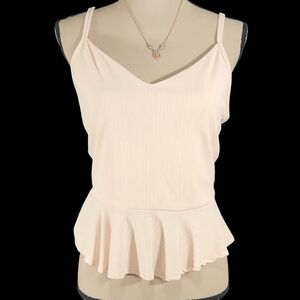 Saints 21 Peplum Beige Sleeveless Top. L